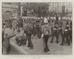 De volta do Sudão, Chegada do 1º Batalhão Grenadier Guards at Waterloo